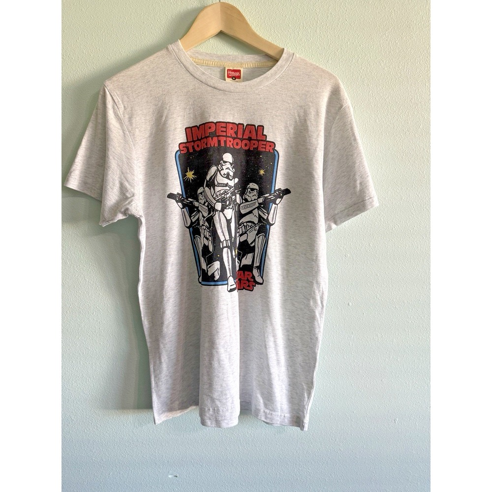 Star Wars Stormtrooper Homage T Shirt Men's Single Stitch Sleeves Gray Med NWOT